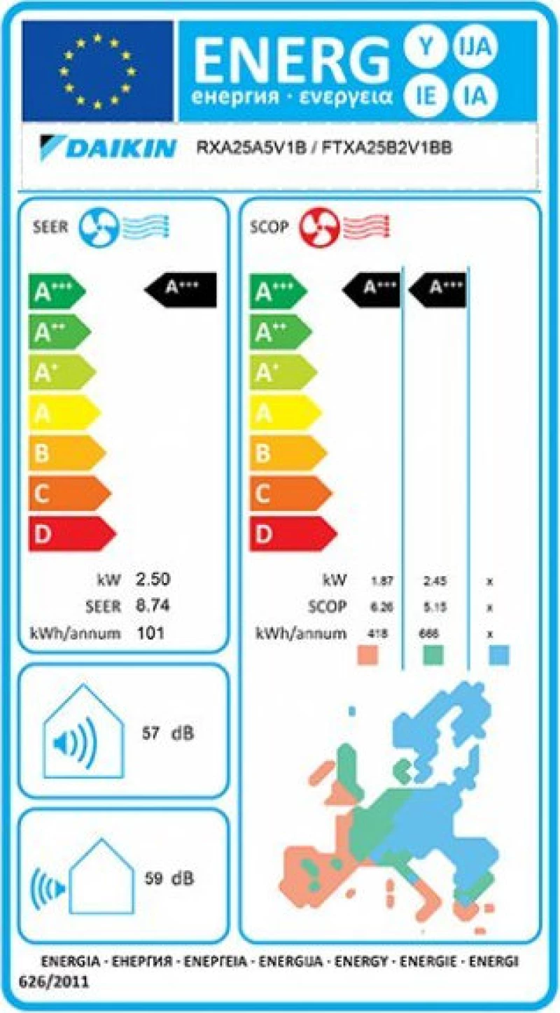 Daikin FTXA25BB / RXA25A Κλιματιστικό Air Condition 9000 BTU Black