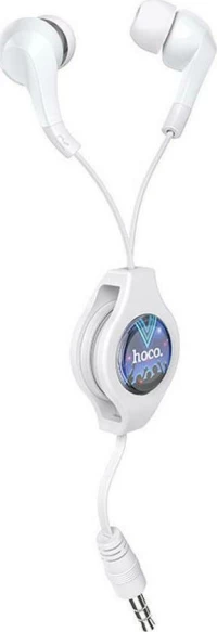 Hands Free Hoco M68 Easy Earphones Stereo 3.5mm με Τηλεσκοπικό Κλιπ Ανάκλησης Λευκό