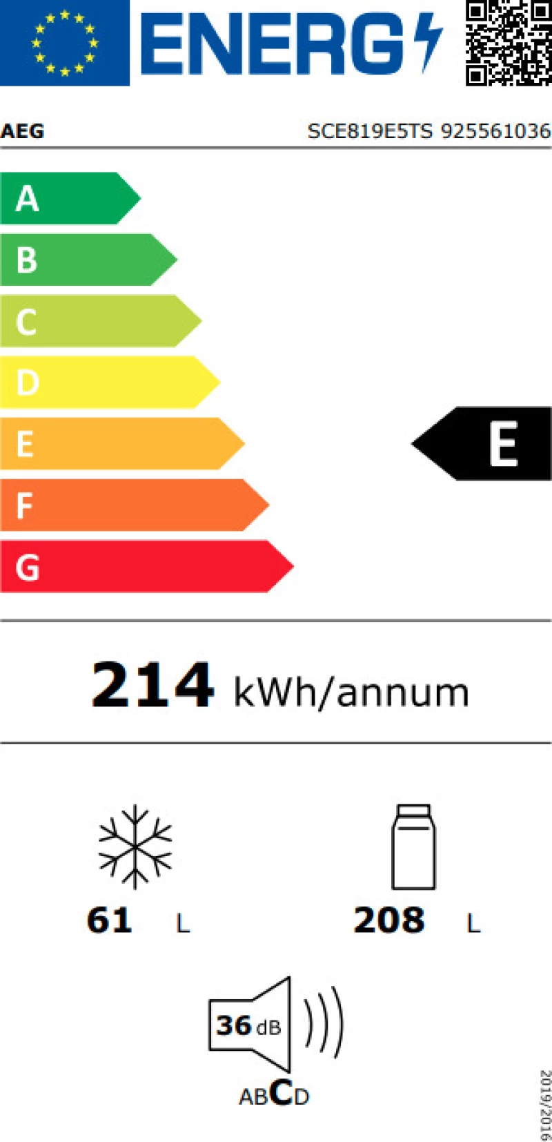 AEG SCE819E5TS Εντοιχιζόμενος Ψυγειοκαταψύκτης NoFrost