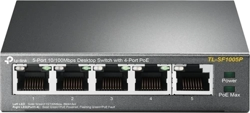 Tp-Link Tl-Sf1005P Μεταγωγέας Δικτύου Μη Διαχειρίσιμος Fast Ethernet (10/100) Μαύρος (Μαύρο) Poe Τροφοδοτικού