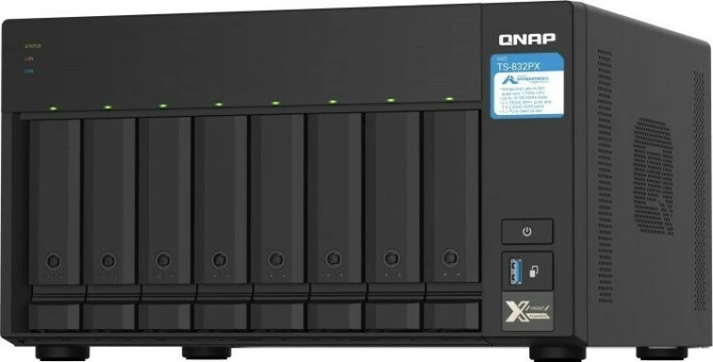 Qnap Ts-832Px Nas Tower Ethernet Lan Aluminium, Black Al324