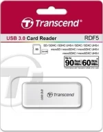 Transcend Ts-Rdf5W Συσκευή Ανάγνωσης Καρτών Λευκός (Άσπρος) Usb 3.0 (3.1 Gen 1) Type-A