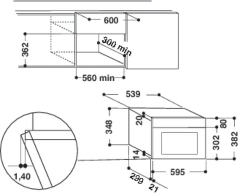 Whirlpool AMW 435 IX Εντοιχιζόμενος Φούρνος Μικροκυμάτων 22lt