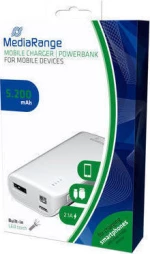 MediaRange Mobile Power Bank 5.200mAh with Built-in torch (MR751)