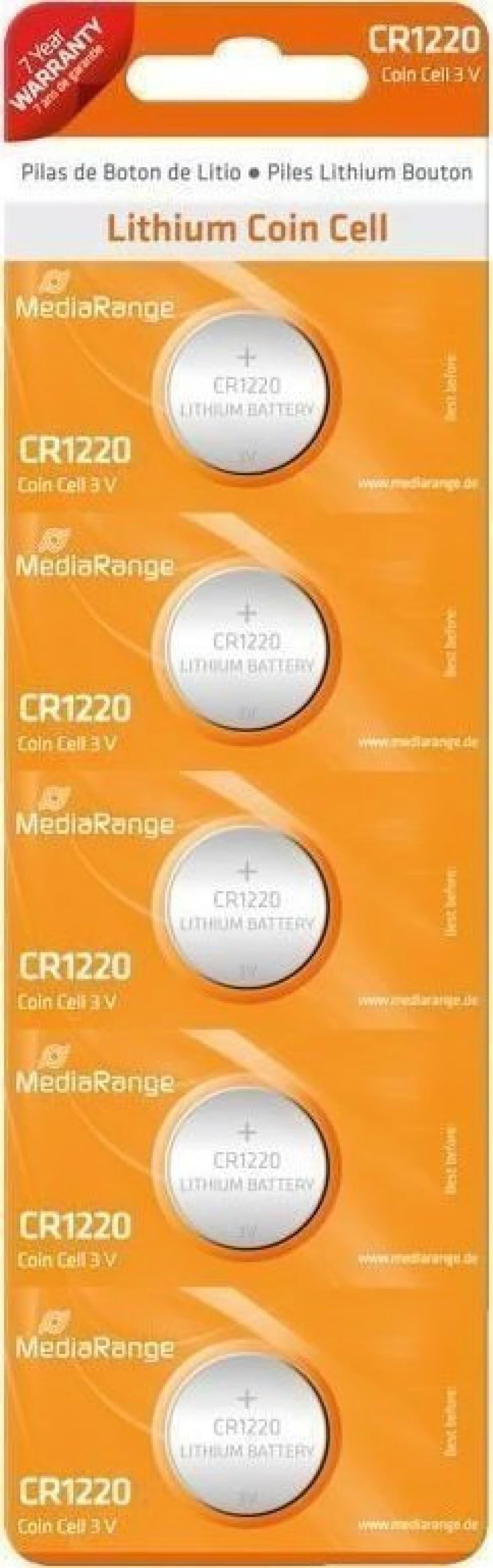 MediaRange Lithium Coin Cell CR1220 (5τμχ)