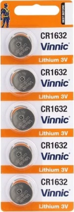 Buttoncell Vinnic Cr1632 3V Τεμ. 5 Με Διάτρητη Συσκευασία
