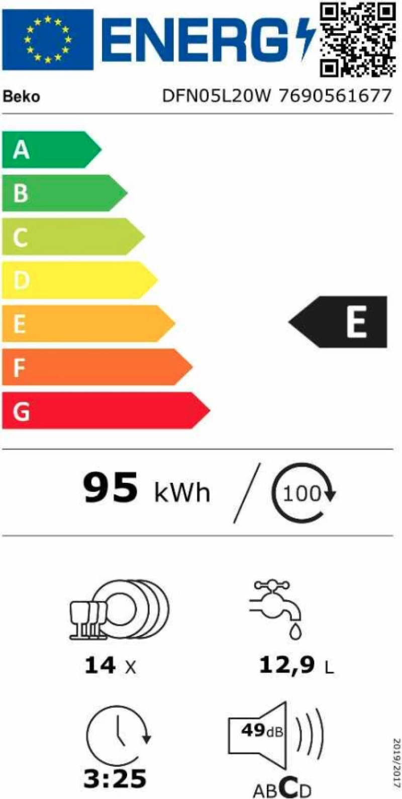 Beko DFN05L20W Πλυντήριο Πιάτων Ελεύθερο