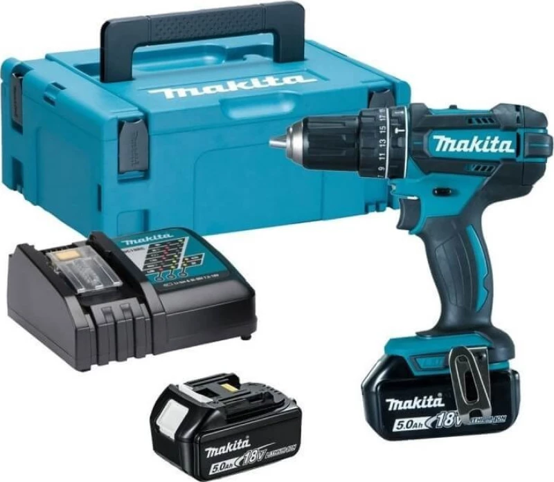 Makita DHP482RTJ Κρουστικό Δραπανοκατσάβιδο Μπαταρίας 18V 2x5Ah