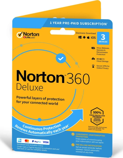 Norton 360 Deluxe (3 Licences , 1 Year) Key