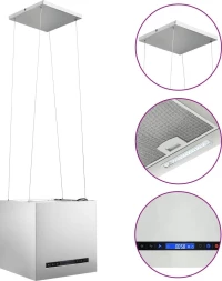 vidaXL Απορροφητήρας Νησίδα Κρεμαστός Αφής με LCD 37 εκ. Ανοξ. Ατσάλι