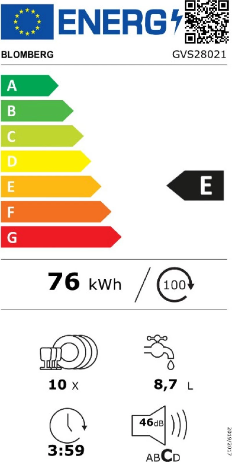 Blomberg GVS28021 Πλυντήριο Πιάτων Ελεύθερο
