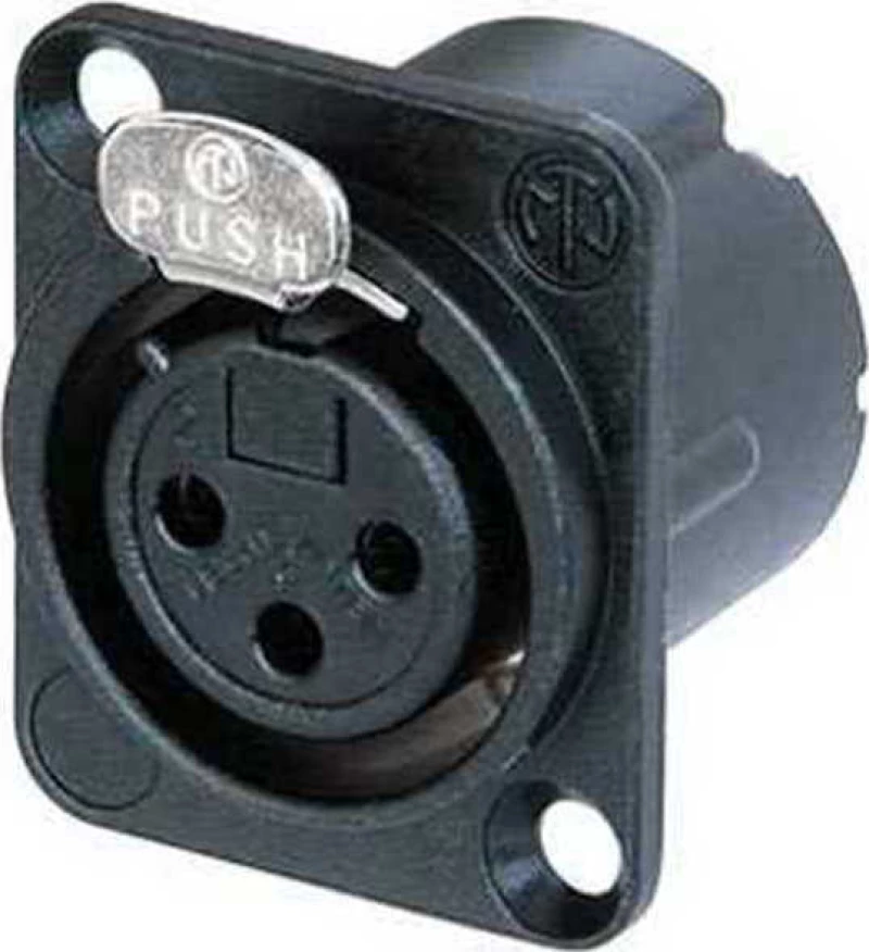Neutrik NC3FD-LX-B Θηλυκό Μεταλλικό Βύσμα XLR 3 Επίχρυσων Πόλων Τύπου "D" για Panel - Μαύρο