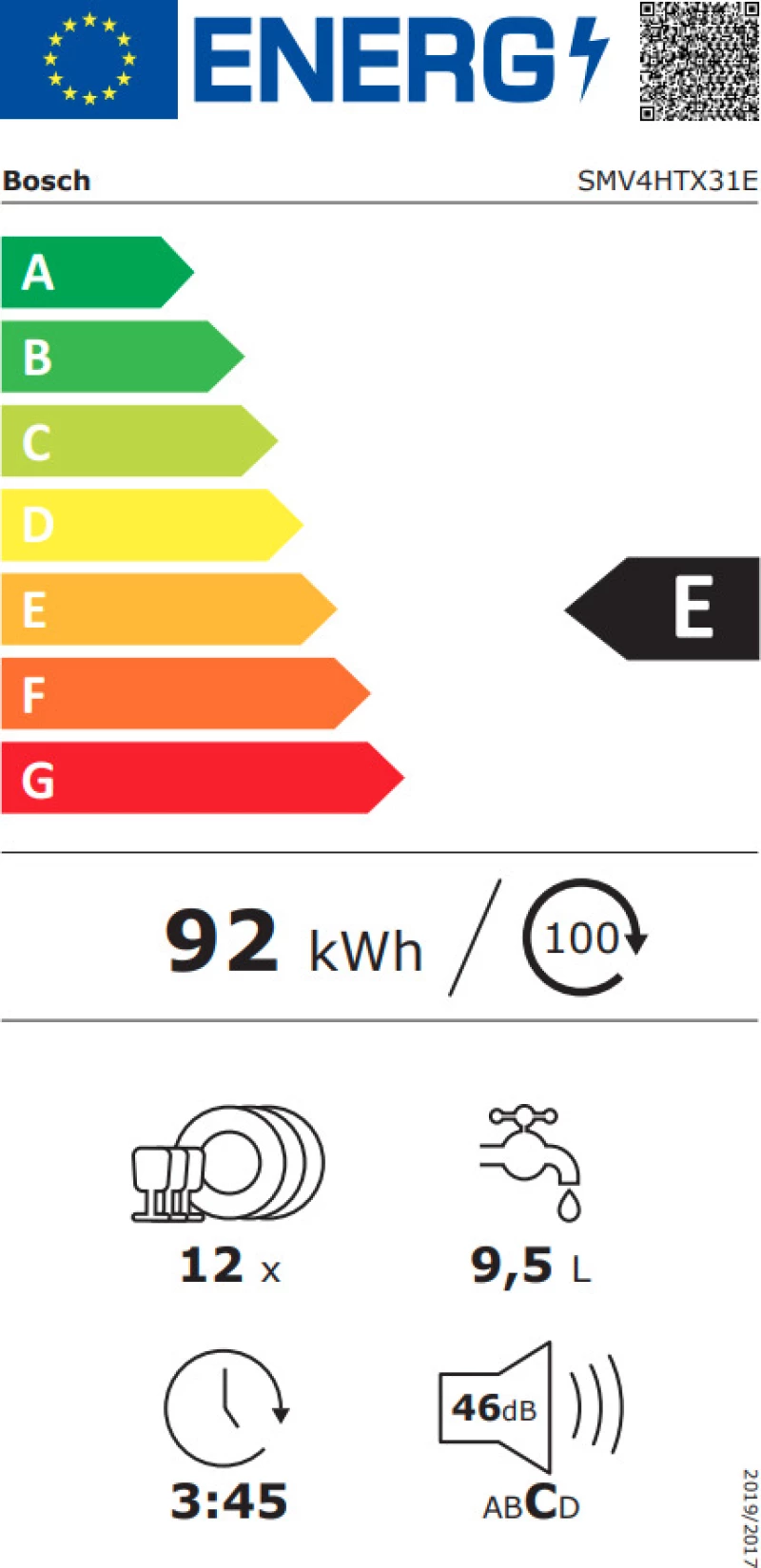 Bosch SMV4HTX31E Πλυντήριο Πιάτων Πλήρως Εντοιχιζόμενο