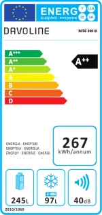 Davoline NCRF 390 GR-IX Ψυγειοκαταψύκτης NoFrost Inox