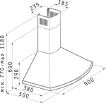 Pyramis Classic Καμινάδα Οβάλ 90cm