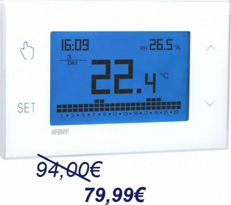 Vemer Tuo Bianco VE771600 Θερμοστάτης Εβδομαδιαίος