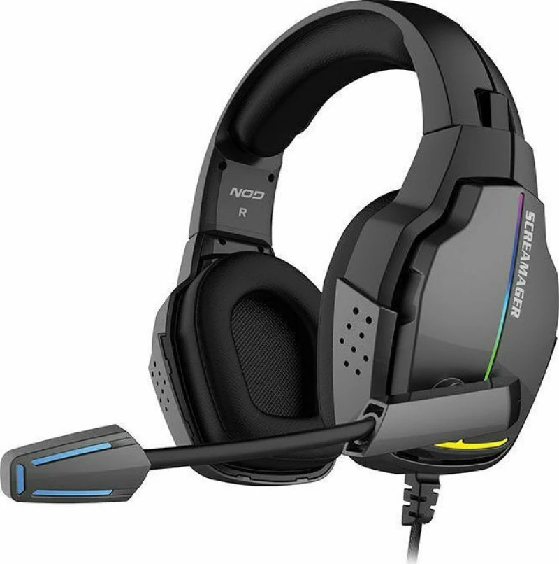 NOD Screamager RGB Over Ear Gaming Headset (2x3.5mm / 3.5mm) Black