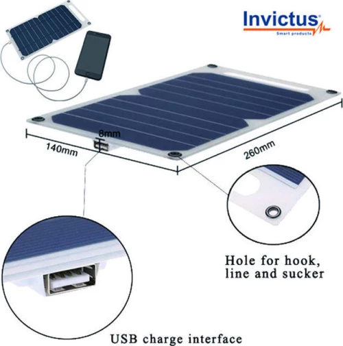 Invictus Ηλιακός Φορτιστής 5W Με Θύρα Usb Srusb-5