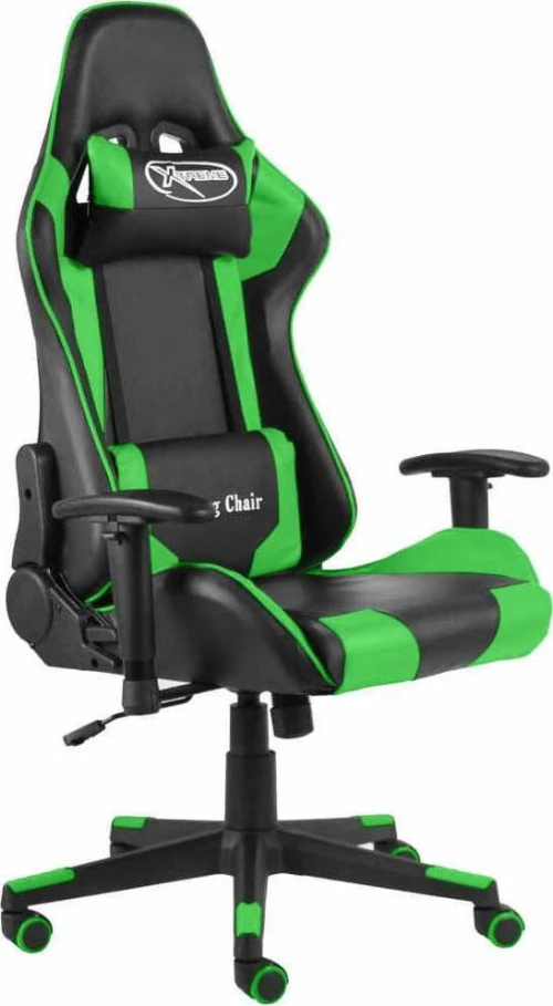 Καρέκλα Gaming Δερματίνης vidaXL με Ρυθμιζόμενα Μπράτσα Μαύρη Πράσινο 20493