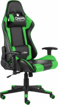 Καρέκλα Gaming Δερματίνης vidaXL με Ρυθμιζόμενα Μπράτσα Μαύρη Πράσινο 20493
