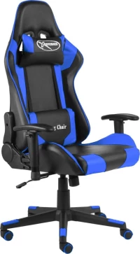 Καρέκλα Gaming Δερματίνης vidaXL με Ρυθμιζόμενα Μπράτσα Μαύρη Μπλε 20490
