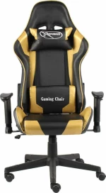 Καρέκλα Gaming Δερματίνης vidaXL με Ρυθμιζόμενα Μπράτσα Μαύρη Χρυσό 20492