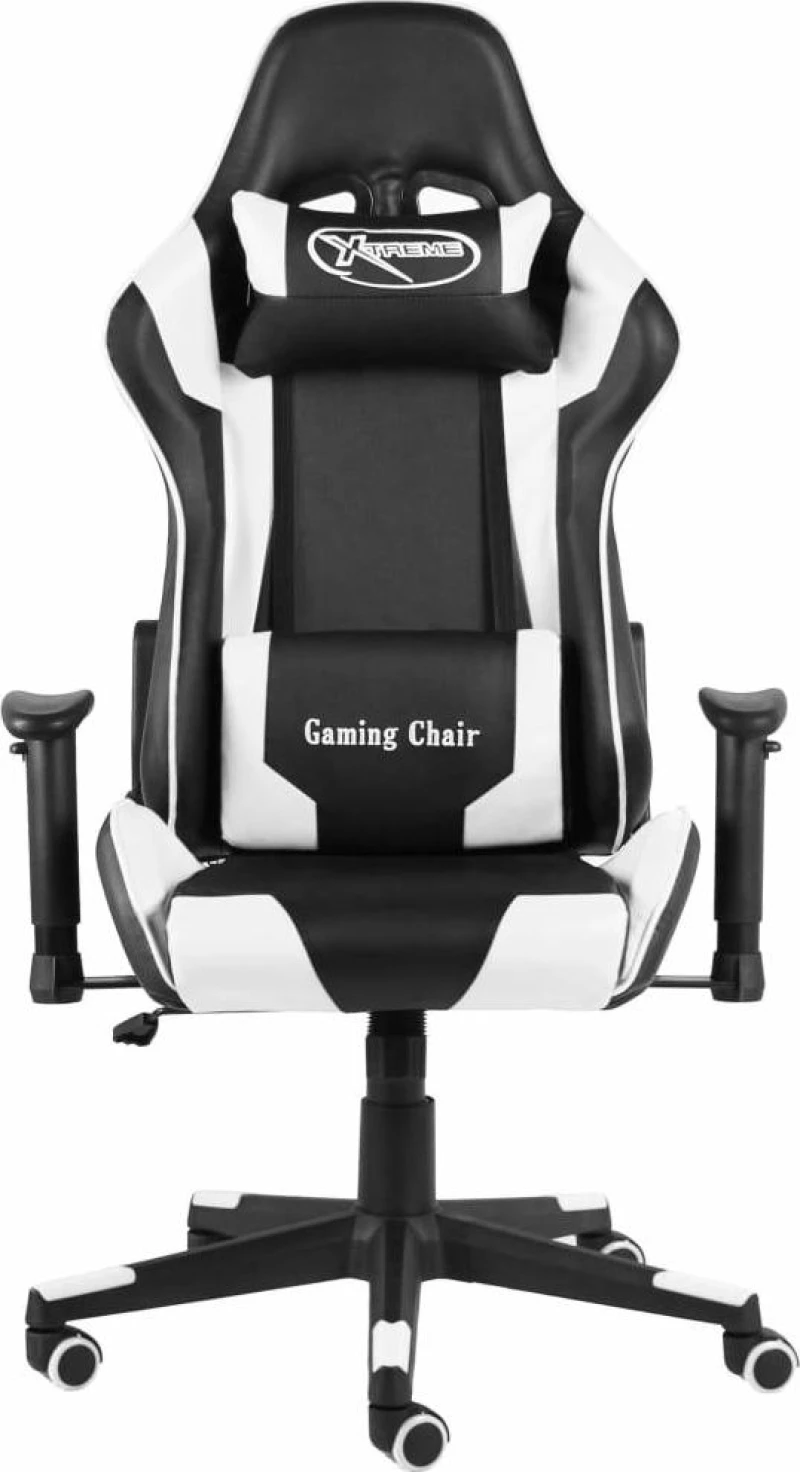 Καρέκλα Gaming Δερματίνης vidaXL με Ρυθμιζόμενα Μπράτσα Μαύρη Λευκό 20495