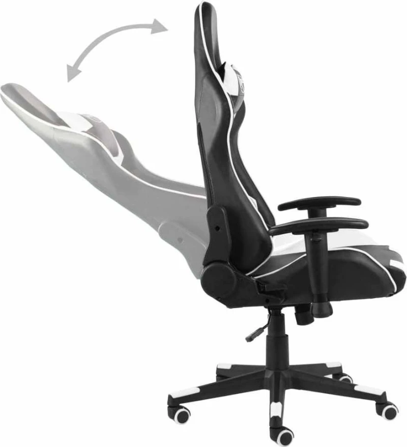Καρέκλα Gaming Δερματίνης vidaXL με Ρυθμιζόμενα Μπράτσα Μαύρη Λευκό 20495