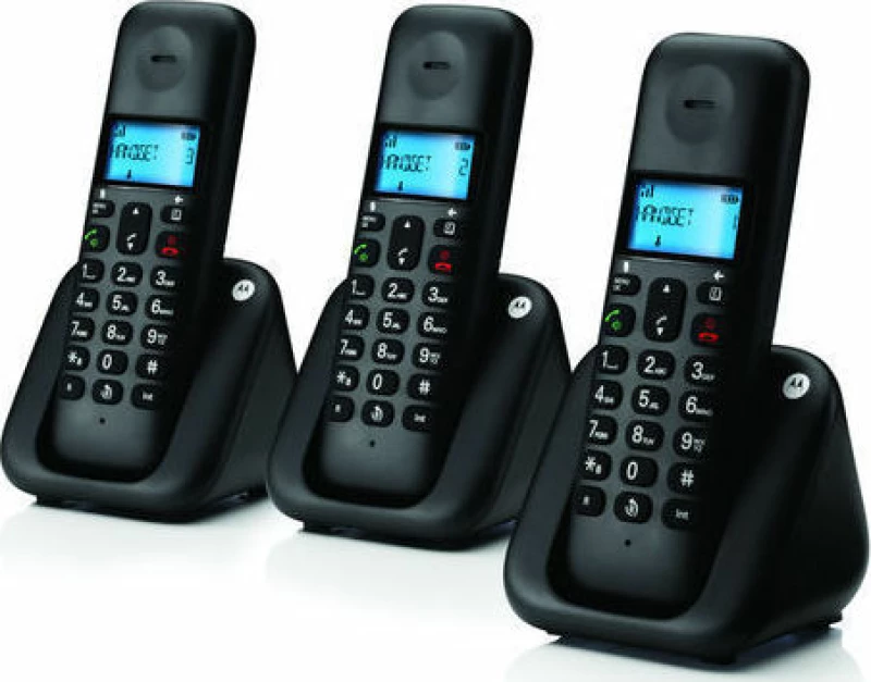 Motorola T303 Ασύρματο Τηλέφωνο (Τριπλό Σετ) με Aνοιχτή Aκρόαση