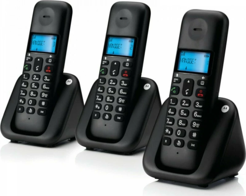 Motorola T303 Ασύρματο Τηλέφωνο (Τριπλό Σετ) με Aνοιχτή Aκρόαση