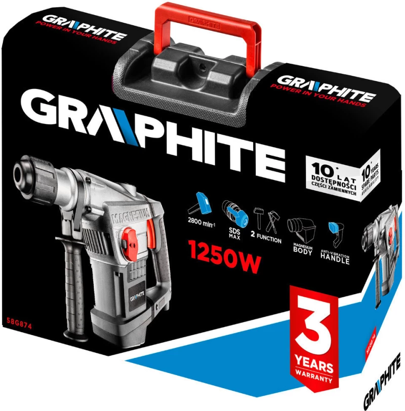 Graphite 58G874-PSG Κρουστικό Σκαπτικό Ρεύματος 1250W με SDS Max 024824