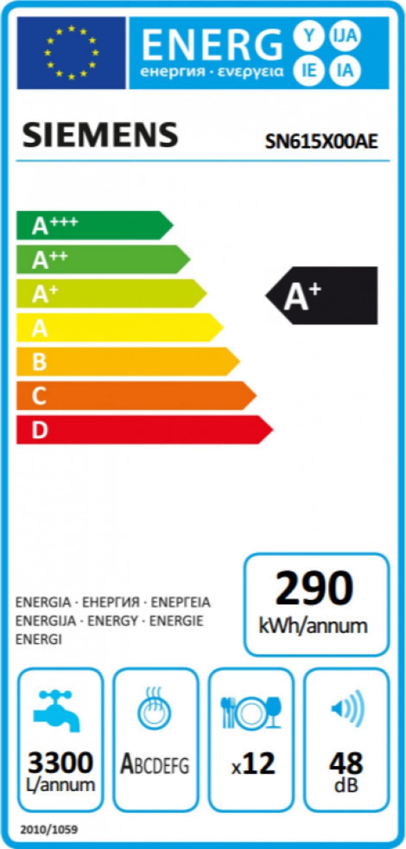 Siemens SN615X00AE Πλυντήριο Πιάτων Πλήρως Εντοιχιζόμενο