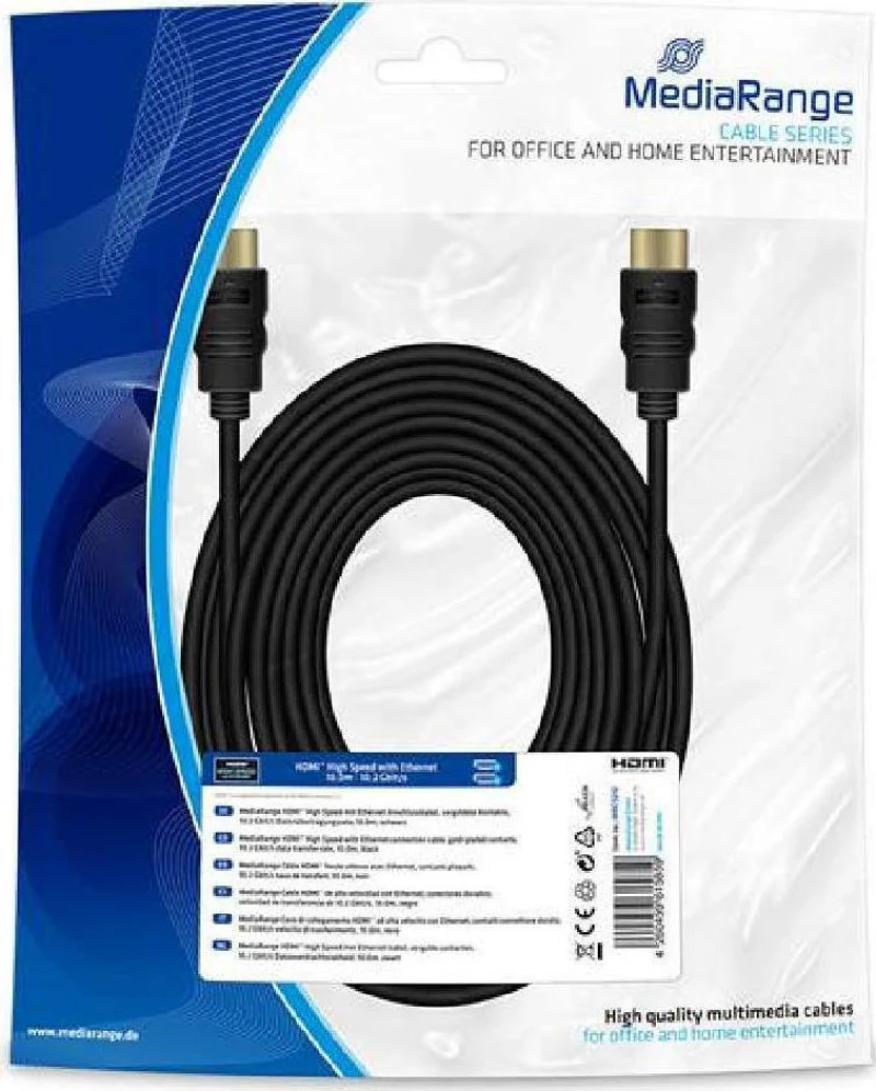 MediaRange HDMI 1.4 Cable HDMI male - HDMI male 10m Μαύρο