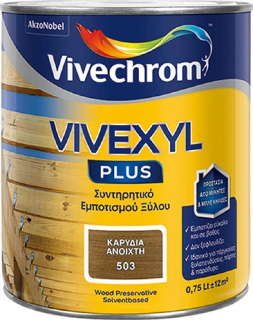 Vivechrom Συντηρητικό Εμποτισμού Ξύλου Vivexyl Plus No 501 (Άχρωμο) 0.75Lt