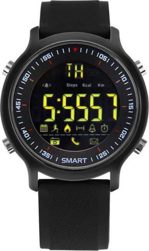 Xwatch Ex-18 Smart Watch Bluetooth 4.0 Αδιάβροχο 5Atm Με Μαύρο Πλαστικό Λουράκι