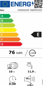 Beko DVS05024S Πλυντήριο Πιάτων Ελεύθερο