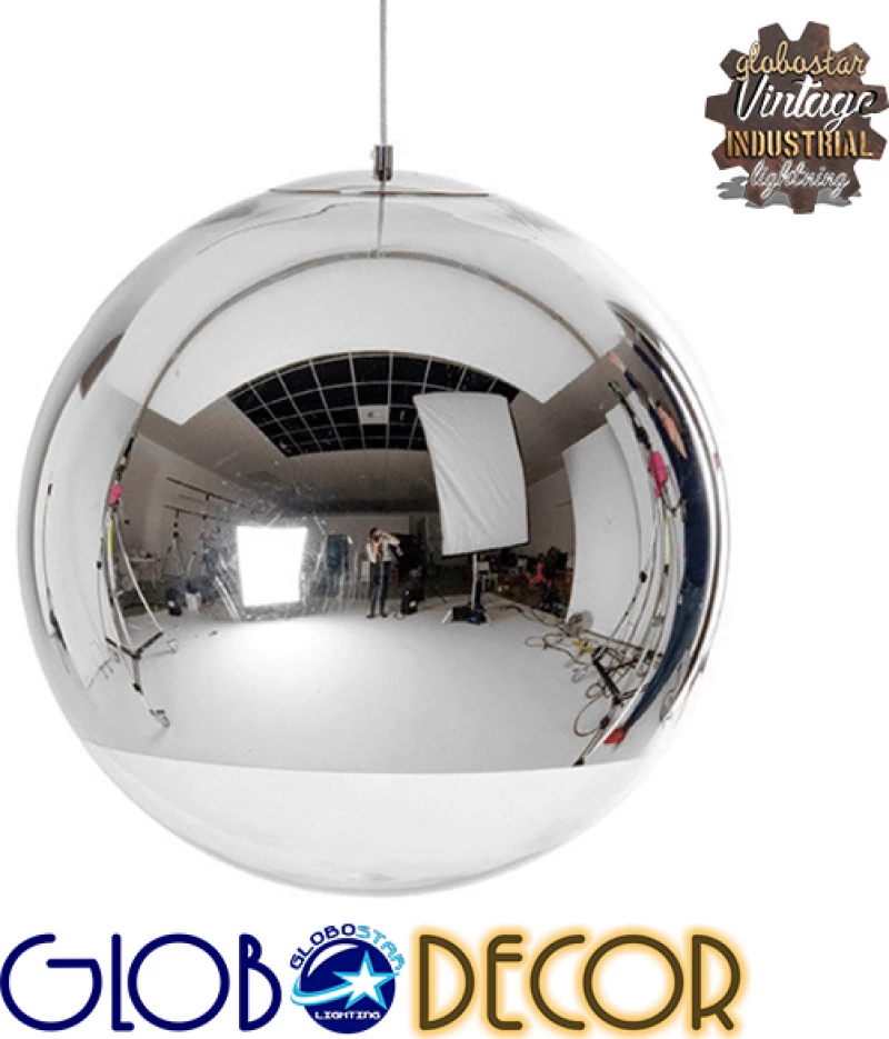 GloboStar Glans Κρεμαστό Φωτιστικό Μοντέρνο Μονόφωτο Ασημί