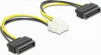 DeLock 4-Pin EPS male - 2x 15-Pin Sata male Cable 0.15m Κίτρινο (83020)