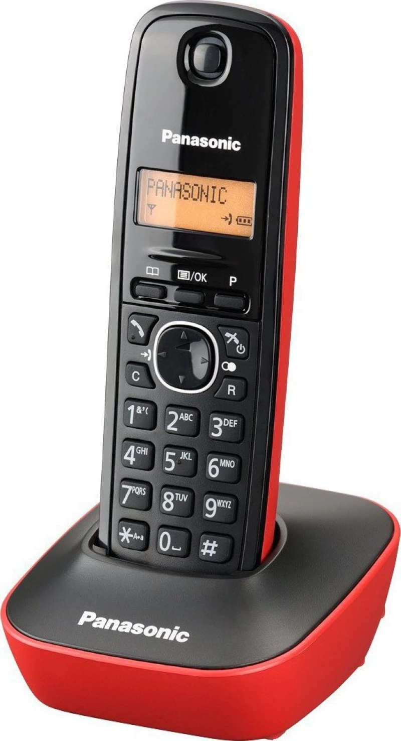 Panasonic KX-TG1611 Ασύρματο Τηλέφωνο Μαύρο/Κόκκινο