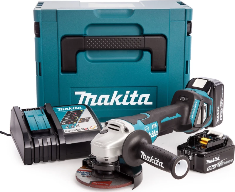 Makita DGA517RTJ Τροχός 115mm Μπαταρίας 2x5Ah με Ρύθμιση Στροφών