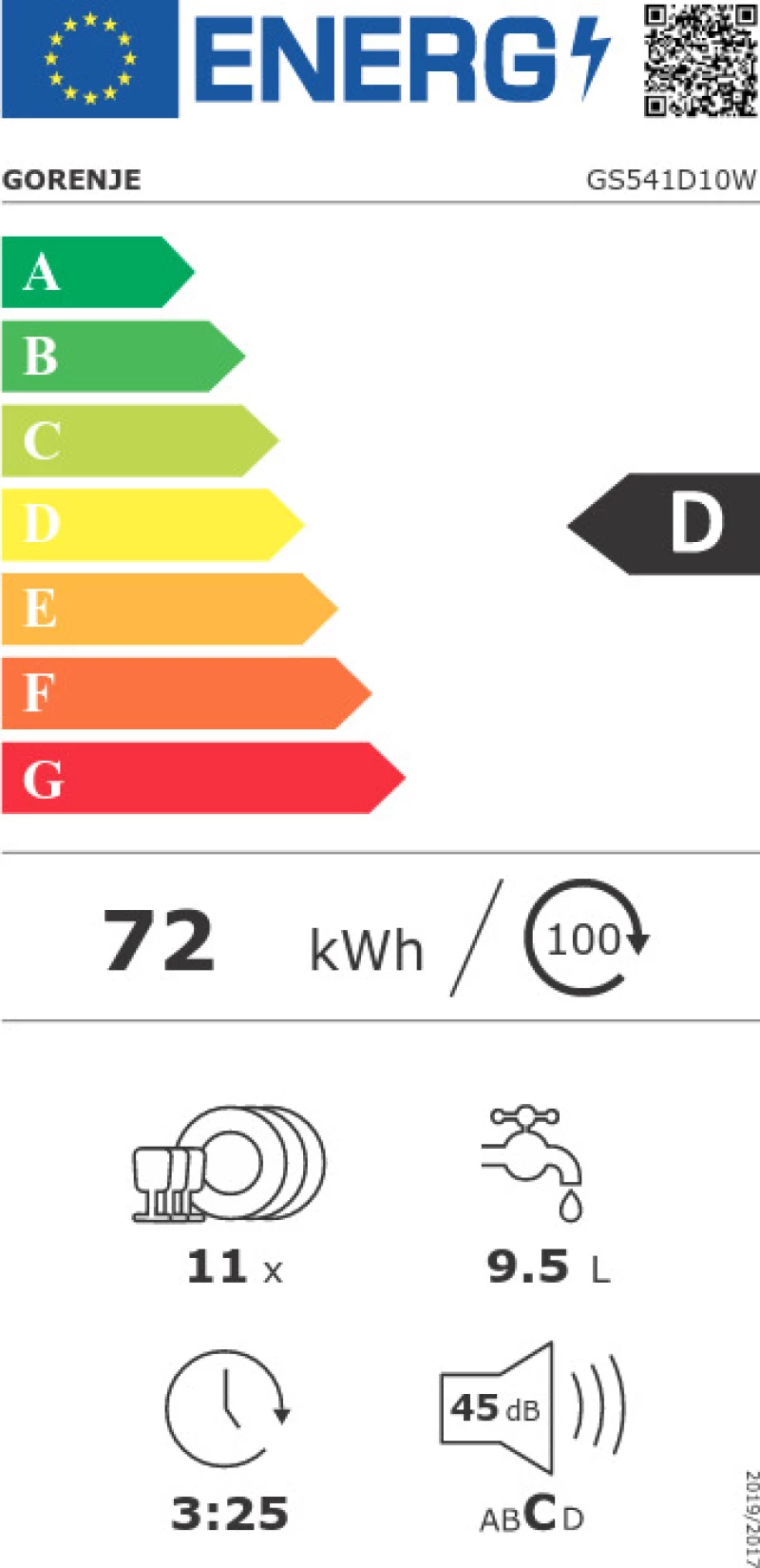 Gorenje GS541D10W Πλυντήριο Πιάτων Ελεύθερο