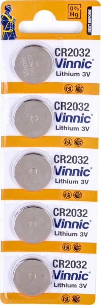 Buttoncell Vinnic Cr2032 3V Τεμ. 5 Με Διάτρητη Συσκευασία