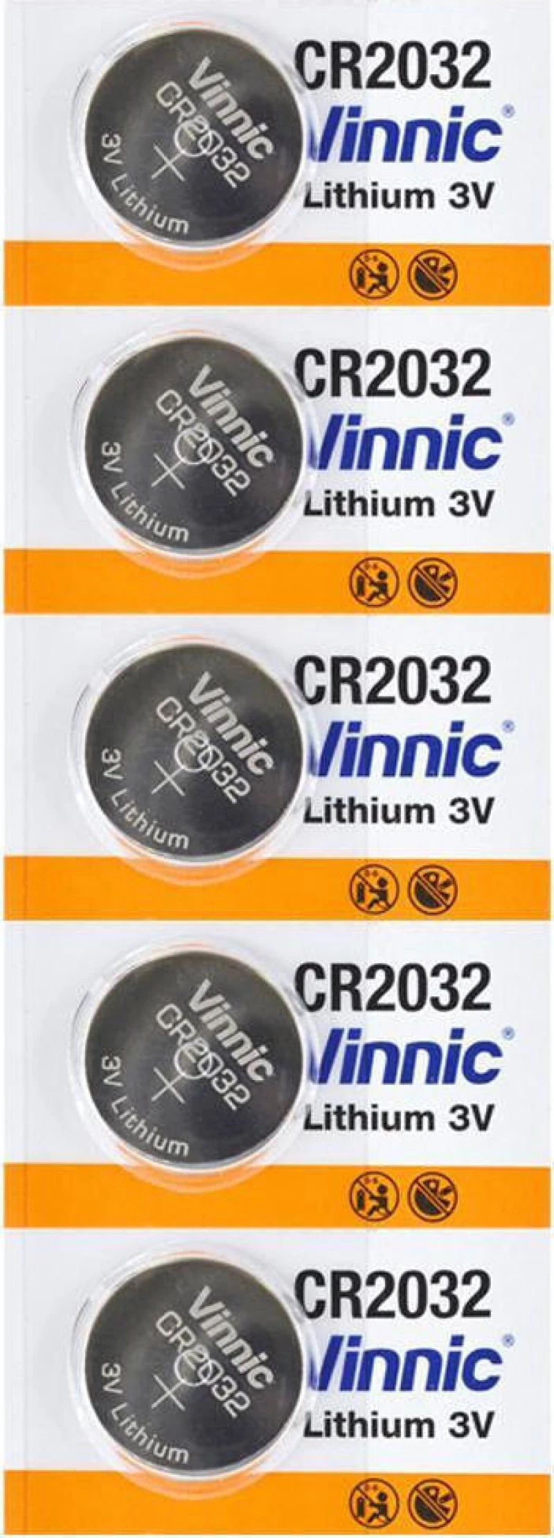 Buttoncell Vinnic Cr2032 3V Τεμ. 5 Με Διάτρητη Συσκευασία