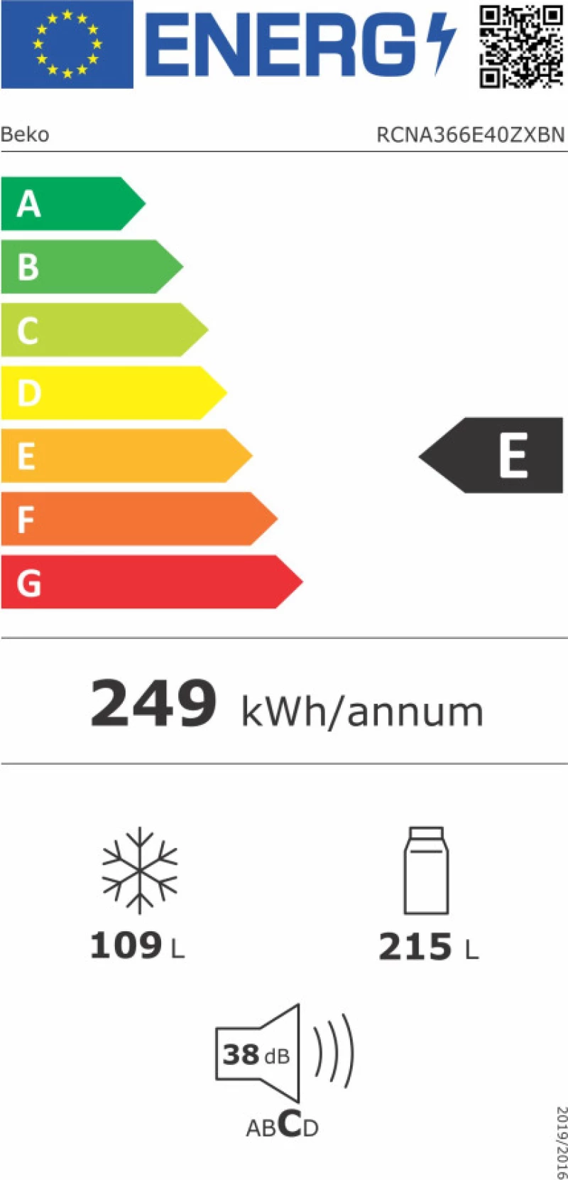 Beko RCNA366E40ZXBN Ψυγειοκαταψύκτης NoFrost Inox