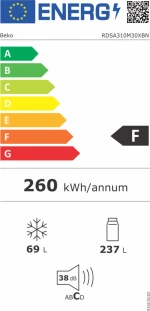 Beko RDSA310M30XBN Ψυγείο Δίπορτο Inox