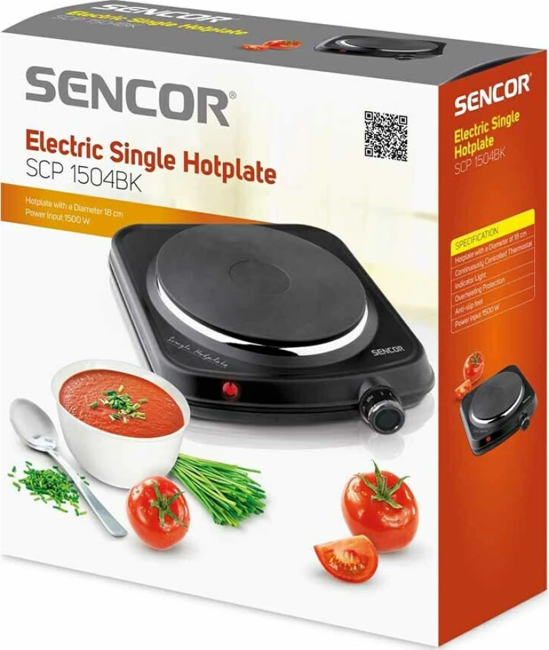 Sencor Ηλεκτρική Εστία 1500W - Μαύρο (Scp 1504Bk-Eue3)