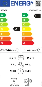 Hoover Hd 495Ambb/1-S Πλυντήριο/Στεγνωτήριο Ρούχων 9Kg/5Kg A