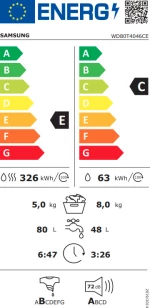Samsung WD80T4046CE Πλυντήριο - Στεγνωτήριο Ρούχων 8kg-5kg