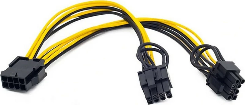 Powertech 8-Pin PCIe male - 2x 6+2 Pin PCIe male Cable 0.2m (CAB-W035)