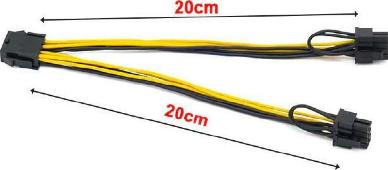 Powertech 8-Pin PCIe male - 2x 6+2 Pin PCIe male Cable 0.2m (CAB-W035)